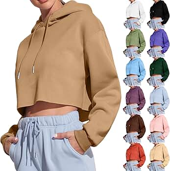 Womens Cropped Hoodie Crop Sweatshirts for Women Casual